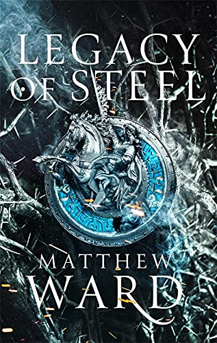 Book cover with steel-gray background, featuring a fantasy cityscape and medieval-inspired architecture.