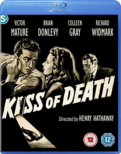 Black and white film noir Blu-ray cover with three people and bold white title.