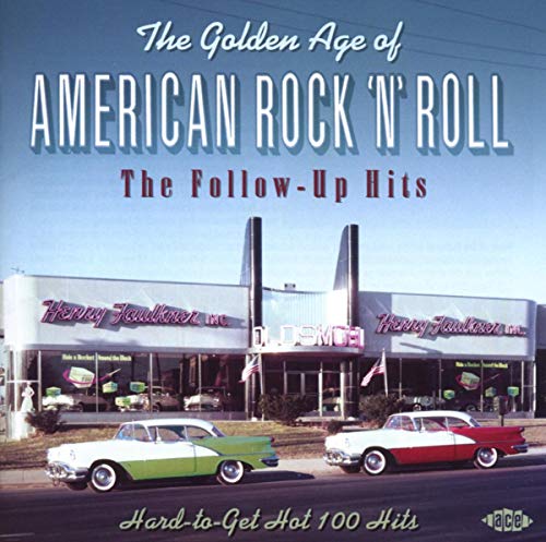 CD cover: vintage diner scene with classic cars, “Golden Age of Rock ‘n’ Roll”.
