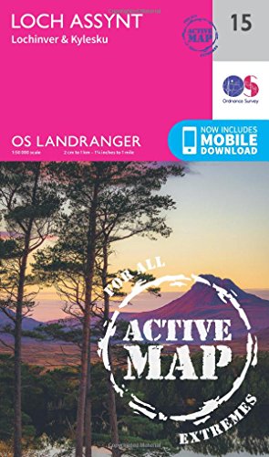 Loch Assynt Map | Weatherproof | Lochinver & Kylesku | Ordnance Survey | OS Landranger Active Map 15 | Scotland | Walks | Cycling | Days Out | Maps | Adventure: 015