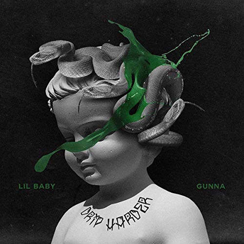 Album cover for Lil Baby and Gunna’s “Drip Harder” featuring a statue with snakes.
