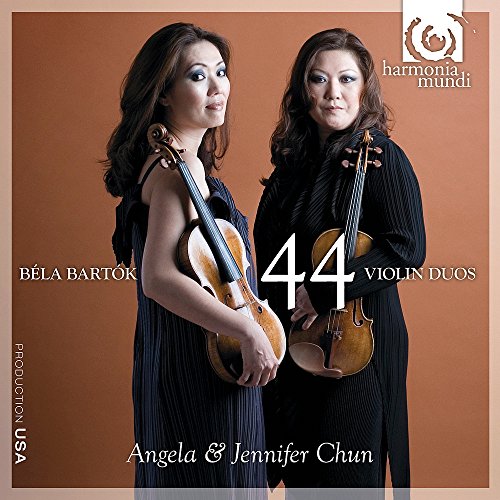 CD cover featuring two violinists, Angela and Jennifer Chun, with the number 44.