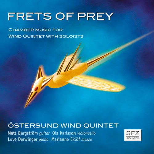 CD cover for "Frets of Prey" featuring a golden bird in flight.