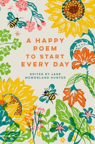 Book cover with colorful flowers, bees, and butterflies on a beige background.