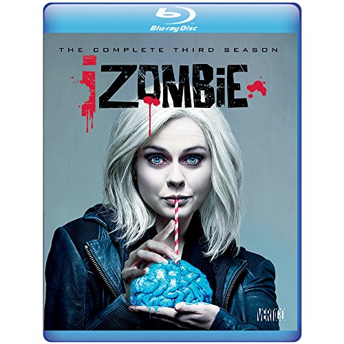 “iZombie” Blu-ray case featuring a pale woman with blue eyes and a brain-shaped treat.