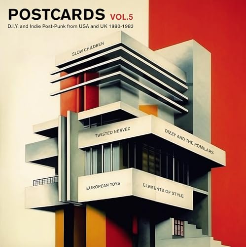 Postcard Vol. 5" vinyl cover with geometric building illustration and band names.