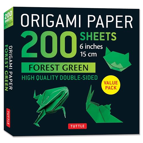 Origami Paper 200 sheets Forest Green 6"a : Solid Green Double-Sided Origami Sheets with Instructions for 9 Projects