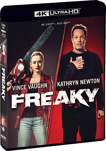 “Freaky” Blu-ray case featuring Vince Vaughn and Kathryn Newton, split screen.