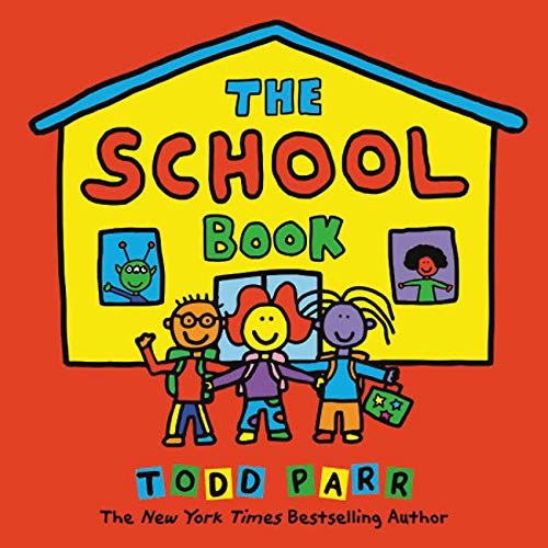 Book cover for "The School Book" with colorful cartoon children.