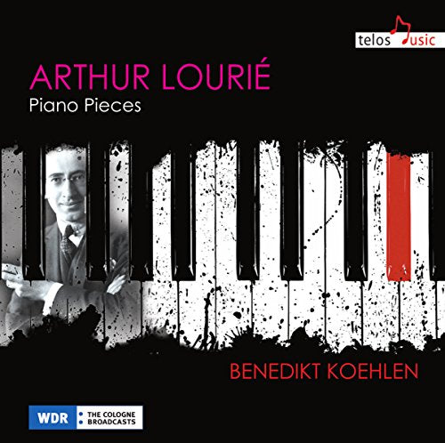 CD cover for Arthur Lourié piano works, featuring a portrait and piano keys.