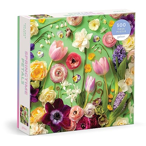Galison 9780735381858 Springtime Petals – 500 Piece Puzzle Featuring A Variety of Flowers Blooming During Spring Months, Multicolour