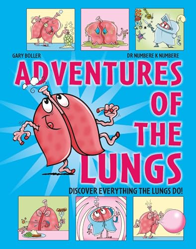 Cartoon lungs with personified features on a brightly colored book cover.