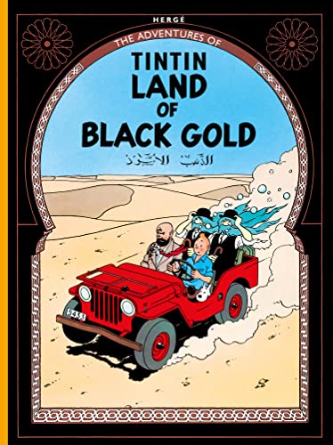 Tintin book cover: red car with characters in a desert landscape.