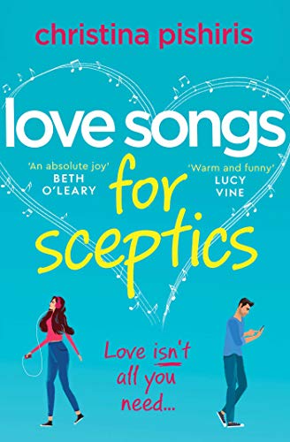 Book cover: “Love Songs for Sceptics” with illustrated heart and figures.