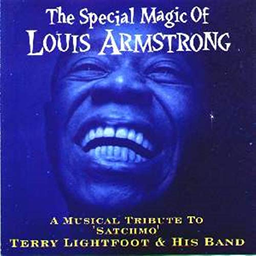 CD cover featuring Louis Armstrong’s smiling face in blue tones.