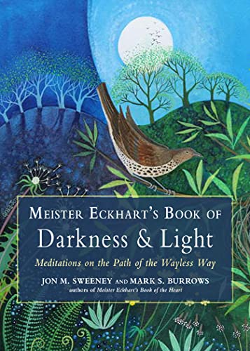 Book with dark and light cover, medieval-style font, and possibly mystical or nature illustrations.