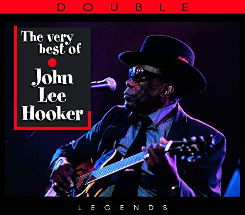 John Lee Hooker portrait playing guitar, album cover for “Very Best of.”