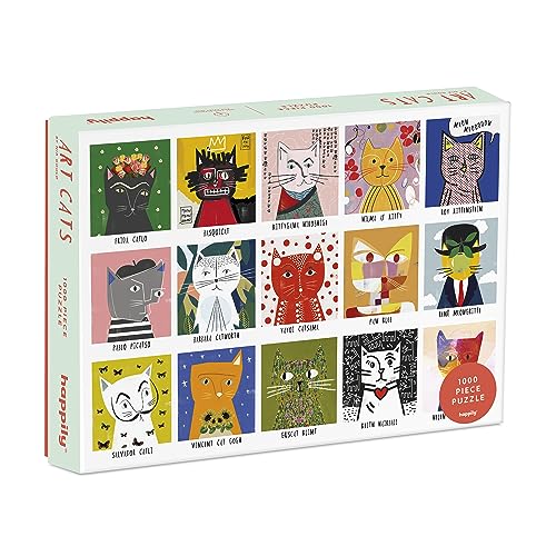 Art Cats / 1,000 Piece adult Jigsaw Puzzle for Adults/Happily Puzzles/cat themed illustration/Nia Gould/Adult jigsaw puzzle/cat jigsaw puzzle 1000 / Gift for cat lovers/Mum Gift