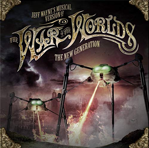 Album cover showing two mechanical tripods firing heat rays over a burning city landscape.