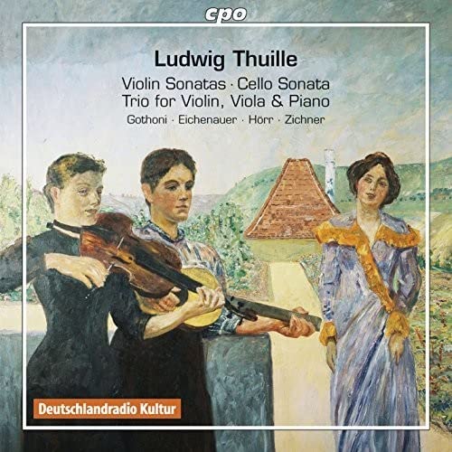 CD cover: Painting of musicians with instruments in a landscape.