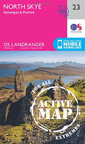 Landranger Active (23) North Skye, Dunvegan & Portree (OS Landranger Active Map)