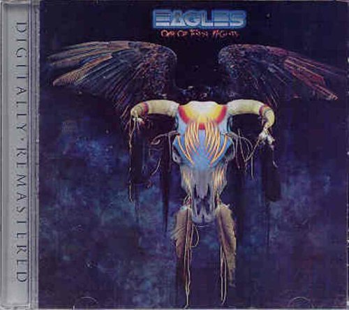 Eagles album cover: skull with feathered wings against a dark background.