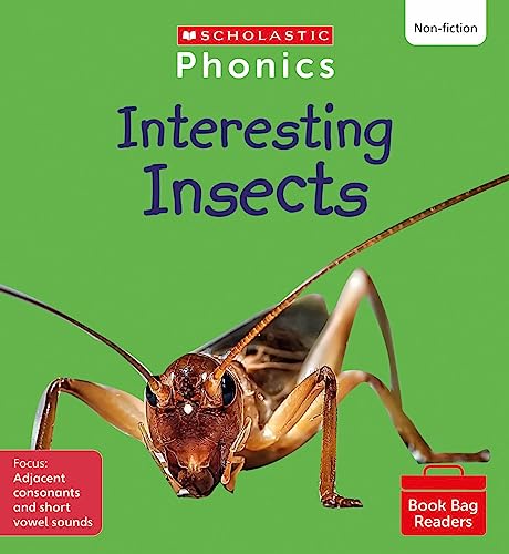 Book cover featuring a close-up of a grasshopper, titled "Interesting Insects.