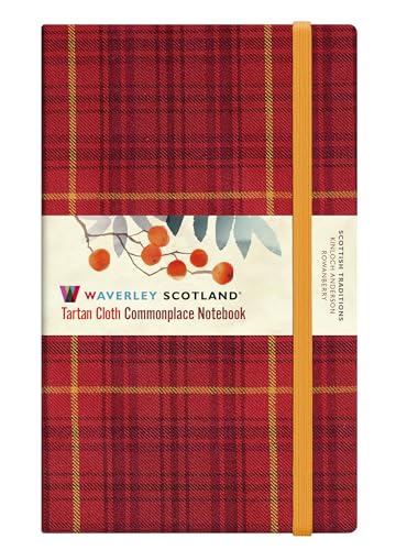 RedBCSC Red tartan clothL clothCLLCH cloth notebook with a yellow elastic closure band.