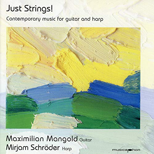 CD cover: abstract yellow and blue painting, guitar and harp music.