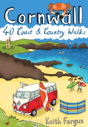 Map guidebook with walks in Cornwall, UK, featuring coast and countryside routes.