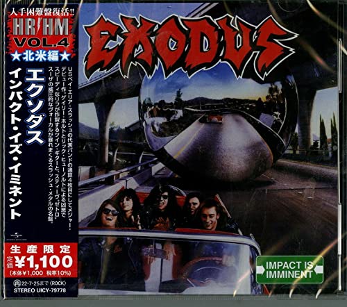 Exodus "Impact Is Imminent" CD case with band image and fighter jet.