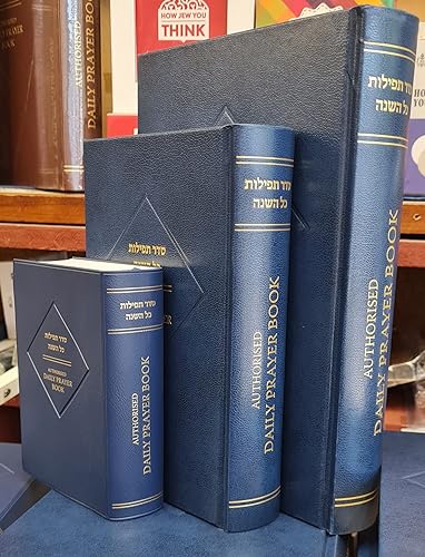 Stack of navy blue “Authorised Daily Prayer Book” volumes with gold lettering.