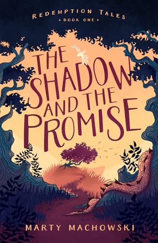 Book cover: illustrated landscape with a dragon and bird, titled “The Shadow and the Promise.”