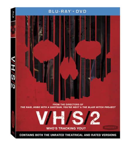 V/H/S/2" Blu-ray case with a red and black distorted face image.