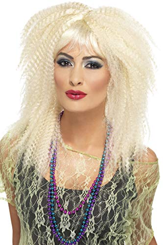 Smiffys 80's Trademark Crimp Wig with Fringe - Blonde