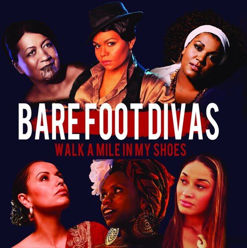 CD cover featuring portraits of five diverse women with the title “Barefoot Divas”.
