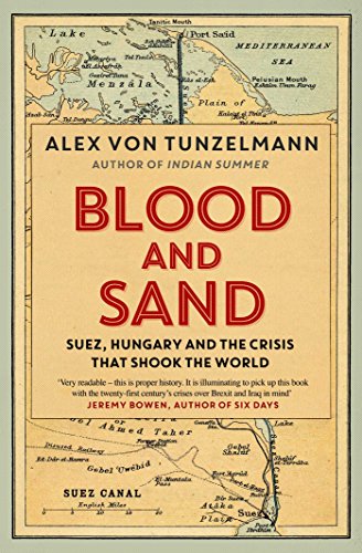 Book cover: "Blood and Sand" with a map of the Suez Canal region.