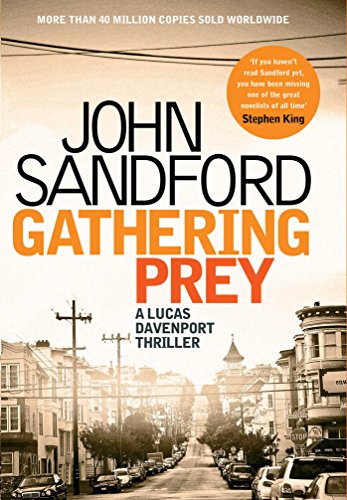 Book cover: "Gathering Prey" by John Sandford, with a city street scene.