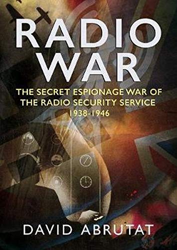 Book cover for Radio War by David Abrutat featuring radio equipment and aircraft silhouettes.