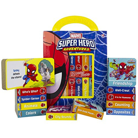 Marvel - Spider-man Super Hero Adventures - My First Library Board Book Block 12-Book Set - First Words, Colors, Numbers, and More! - Includes ... Avengers Endgame - PI Kids: 12 Board Books