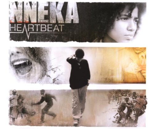 Nneka’s “Heartbeat” CD cover featuring a portrait and collage of figures.