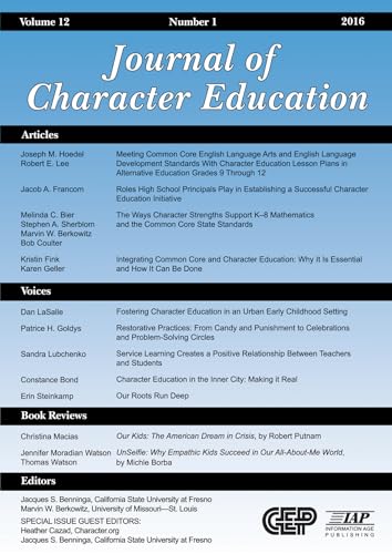 Journal of Character Education Vol 12 Issue 1