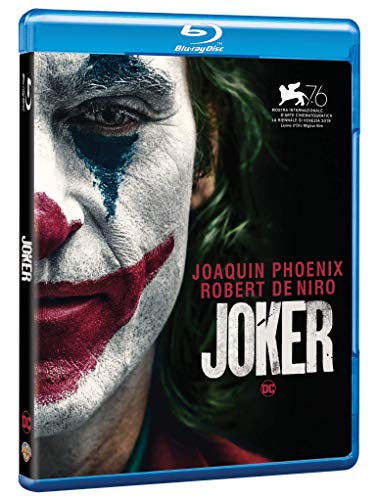 “Joker” Blu-ray case featuring Joaquin Phoenix as the Joker with painted face.