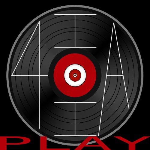 Vinyl record with a red center label and white text reading I4ai PLAY.