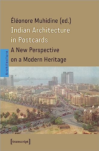 Book with postcards of Indian architecture, likely with images and historical building depictions.