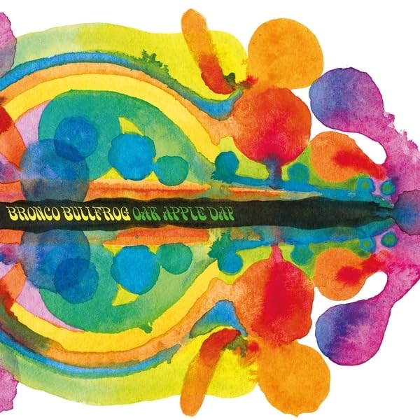 Watercolor album cover for "Bronco Bullfrog - Oak Apple Day" vinyl.