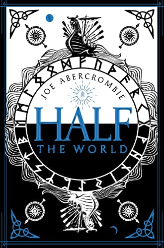 Book cover: “Half the World” with a dragon-headed ship and ornate design.