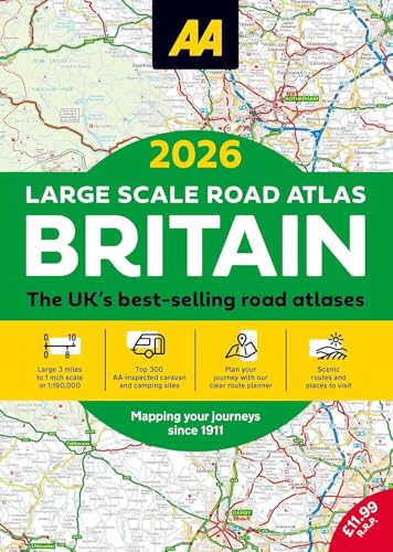 2026 Large Scale Road Atlas Britain (AA Publishing) 3 miles to 1 inch scale [Staple Bound] [2025] AA Publishing