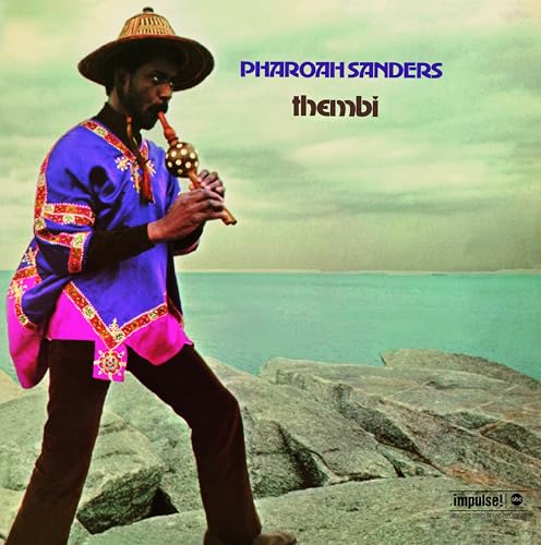 Pharoah Sanders album cover featuring a man playing a wind instrument.