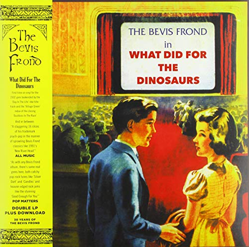 Vinyl record cover: "The Bevis Frond - What Did for the Dinosaurs" with a film scene.